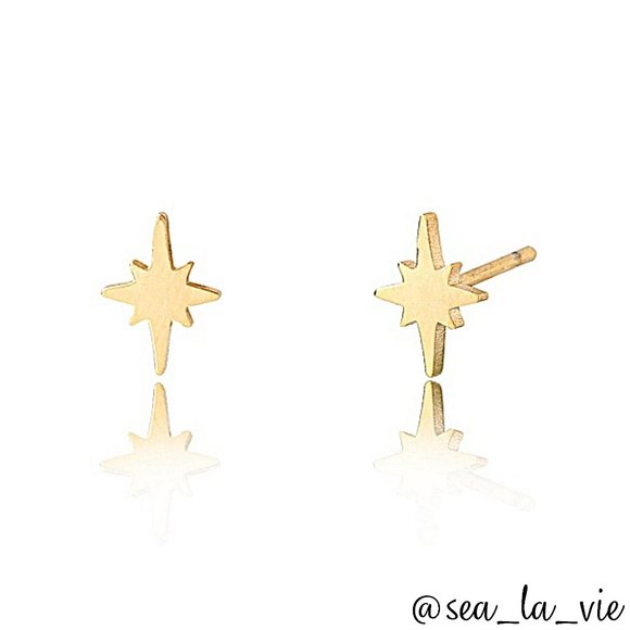 Sea La Vie Jewelry - Sparkle Star 18K Gold Plated Sterling Silver Stud Earrings